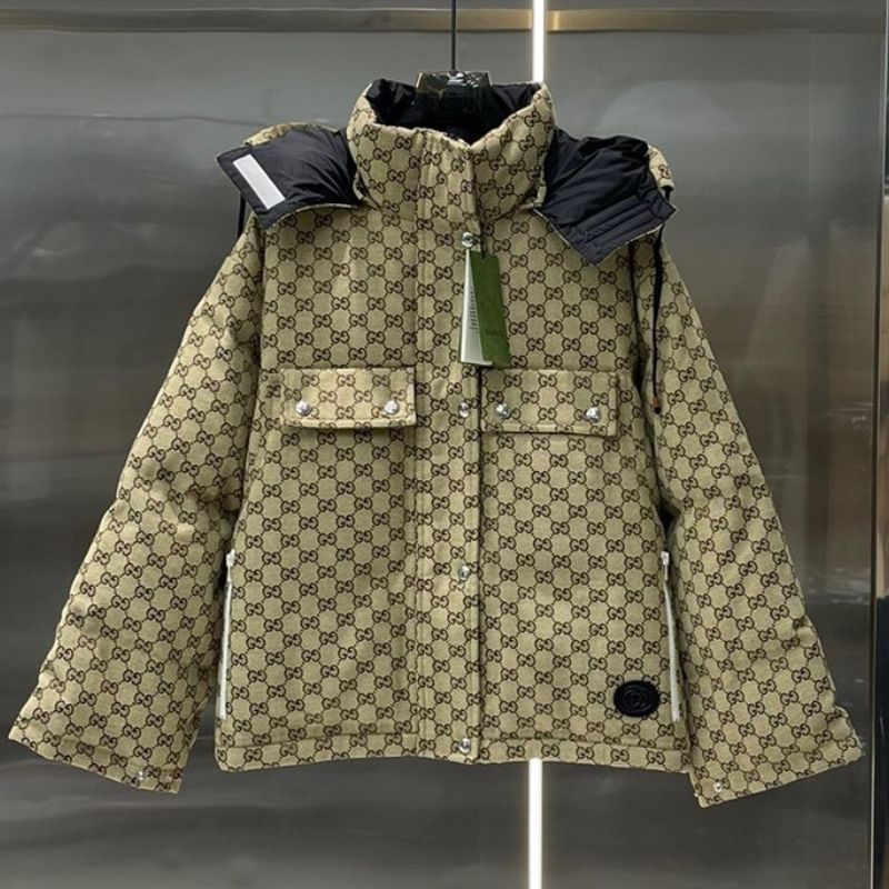 Gucci GG Cotton Canvas Down Brown Jacket