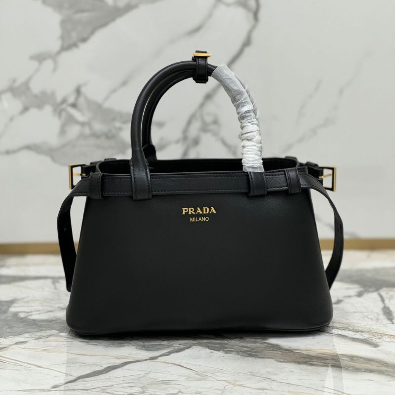 Prada Buckle Small Leather Handbag With Double Belt