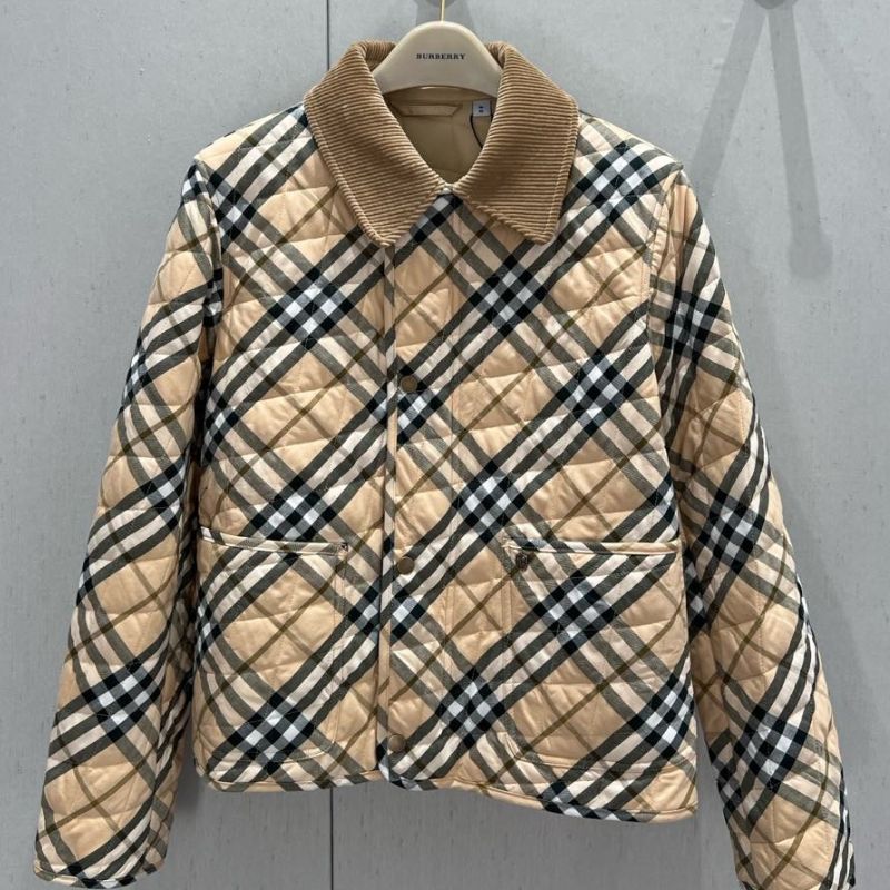 Burberry Plaid Cotton Corduroy Collar Jacket