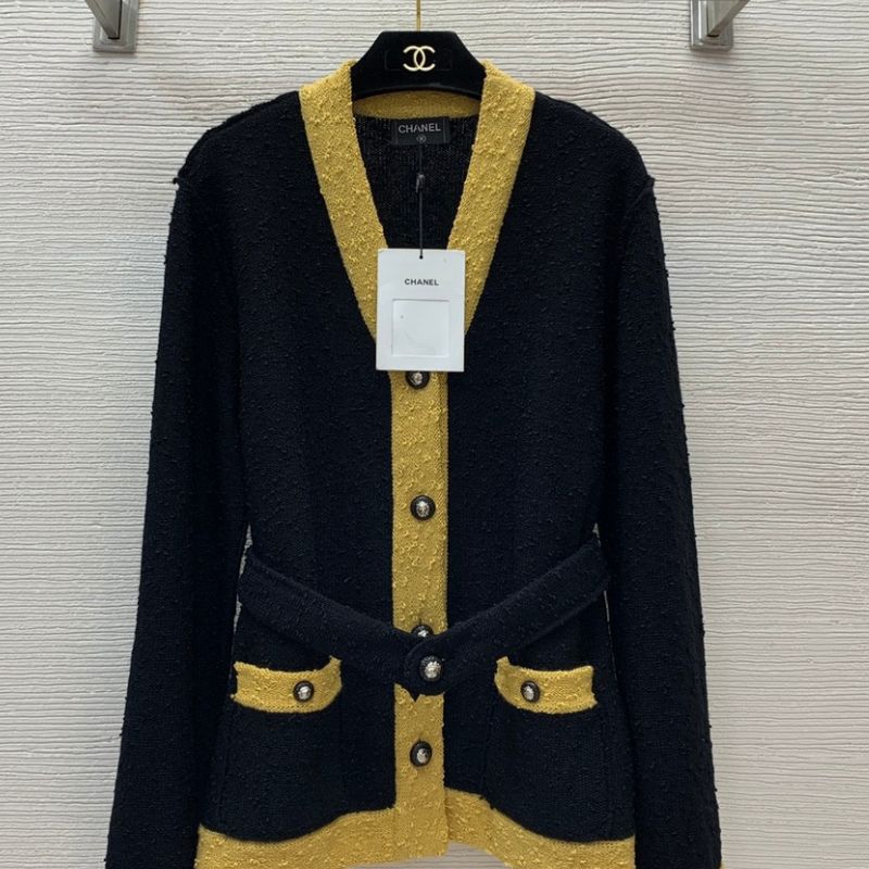 Chanel Textured Contrast Trim Knit Cardigan