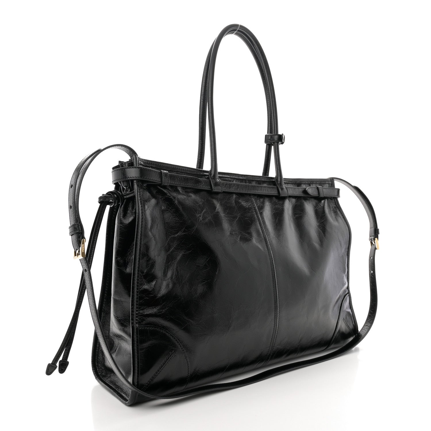 Prada Shiny Large Shoulder Bag Black