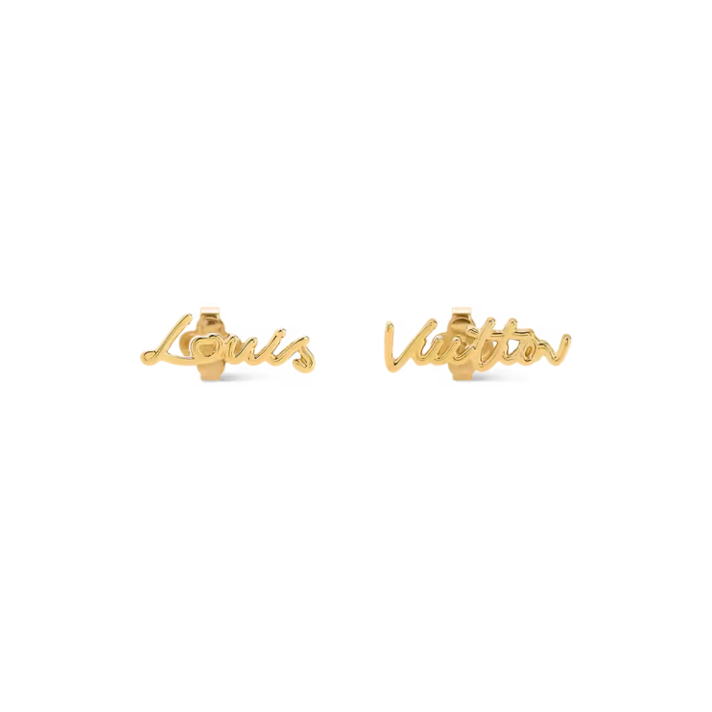 LV Script Stud Earrings