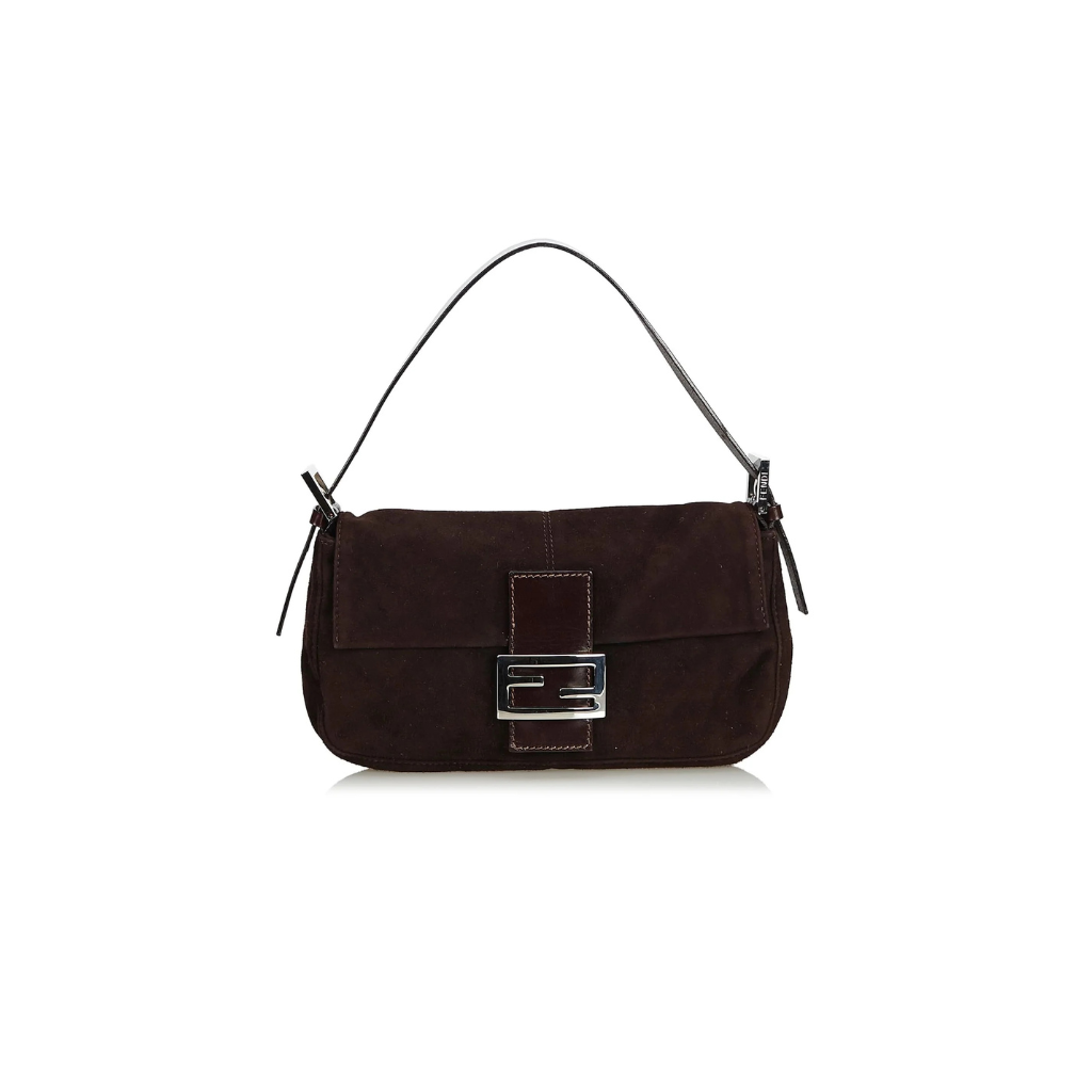 Fendi Baguette Brown Suede Shoulder Bag