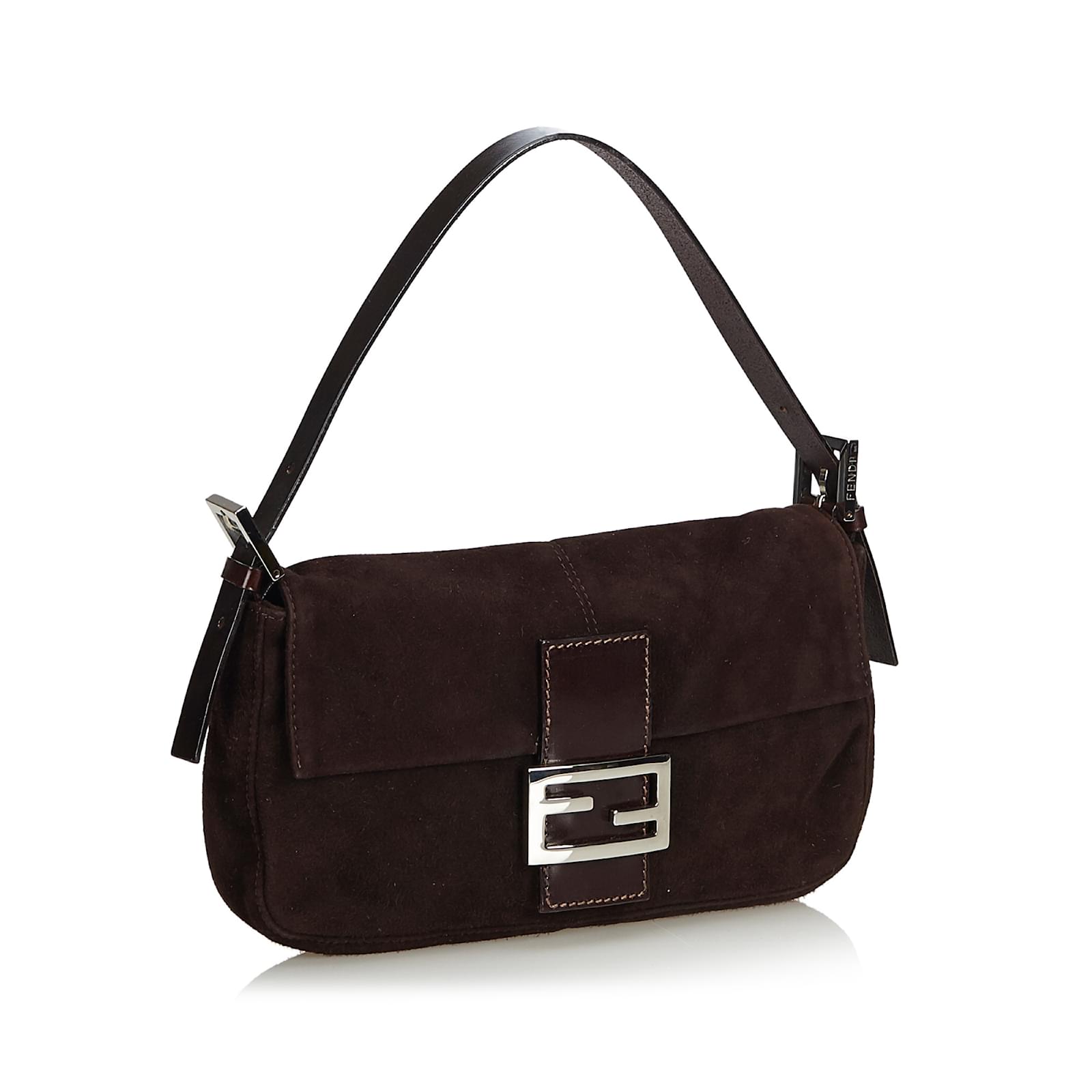 Fendi Baguette Brown Suede Shoulder Bag