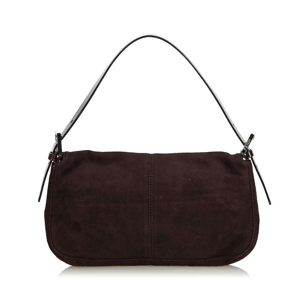 Fendi Baguette Brown Suede Shoulder Bag