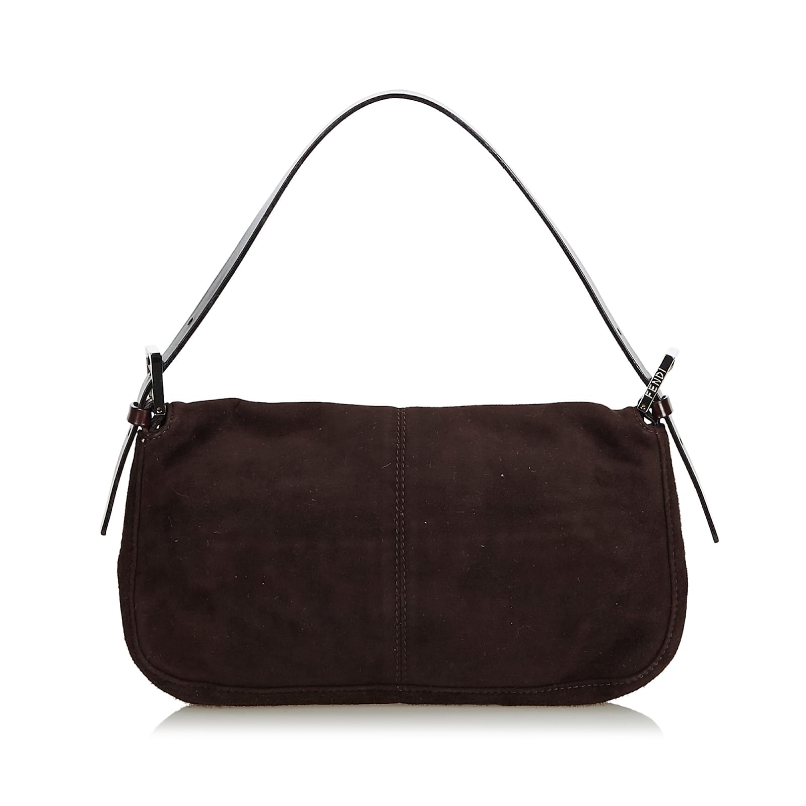 Fendi Baguette Brown Suede Shoulder Bag