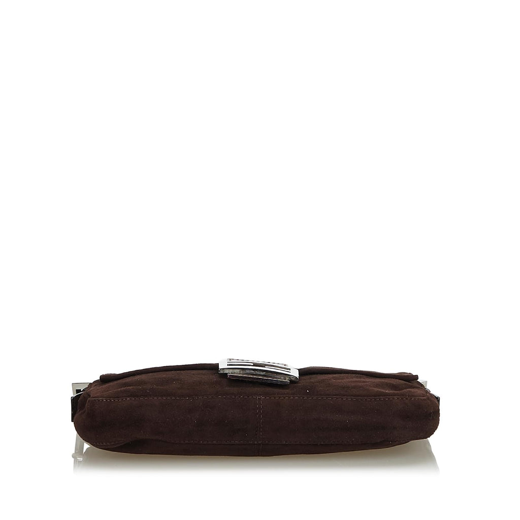 Fendi Baguette Brown Suede Shoulder Bag
