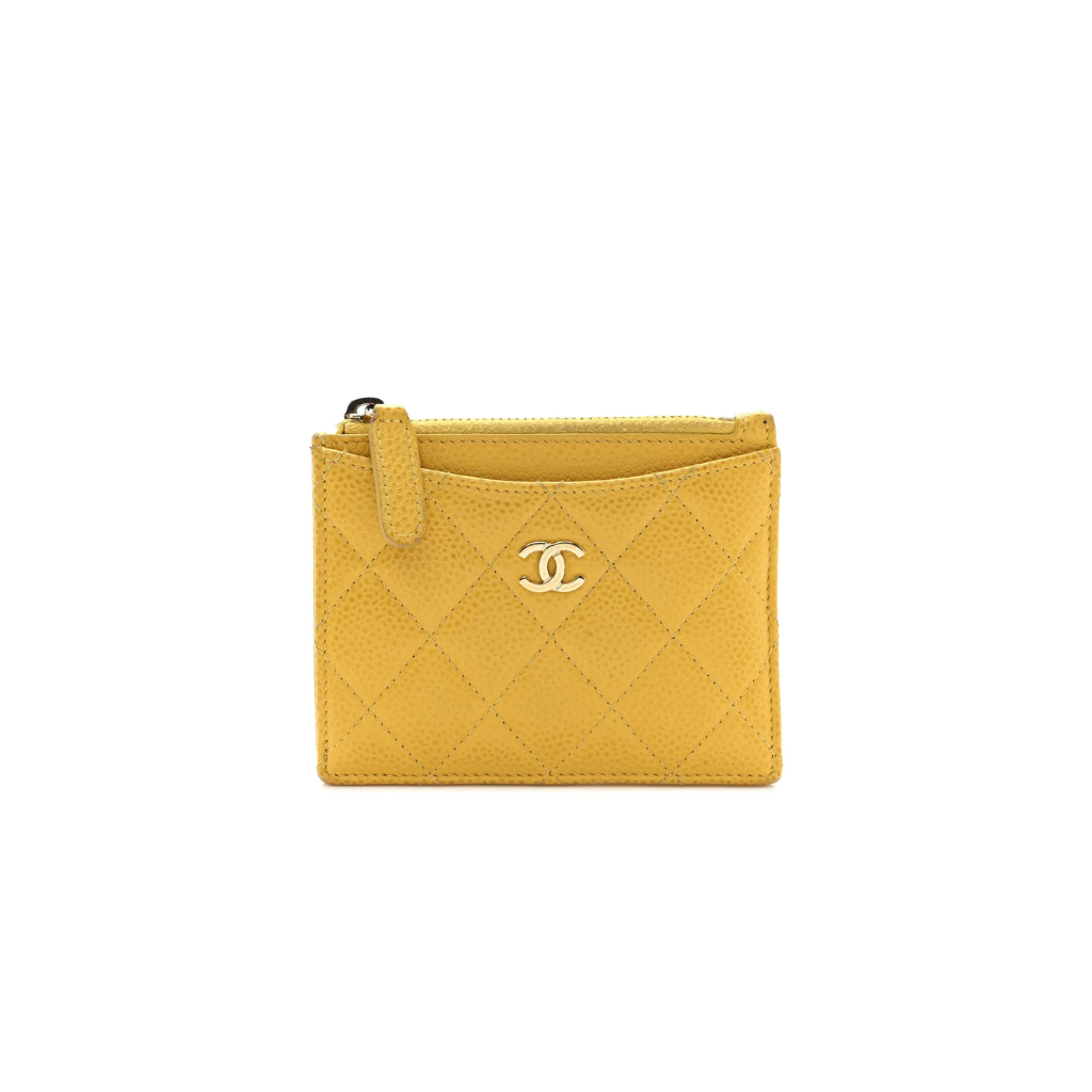 Caviar Zip Card Holder Yellow