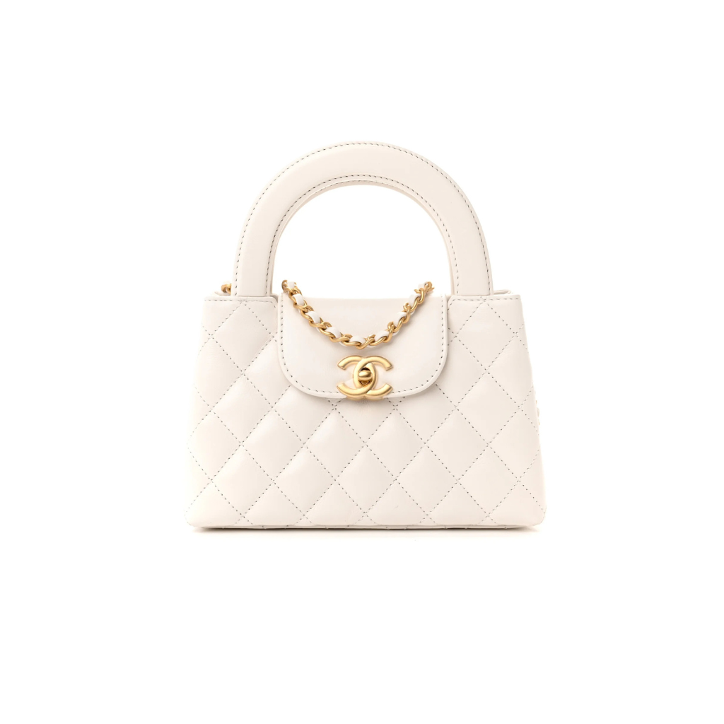 Shiny Aged Quilted Nano Kelly White