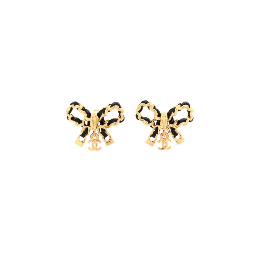 Chain Bow Stud Earrings