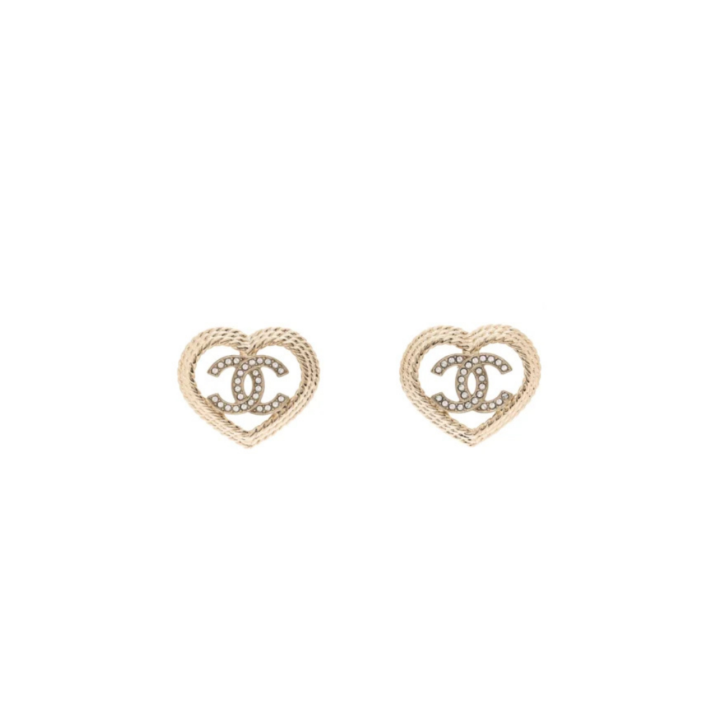 Crystal CC Twist Heart Earrings