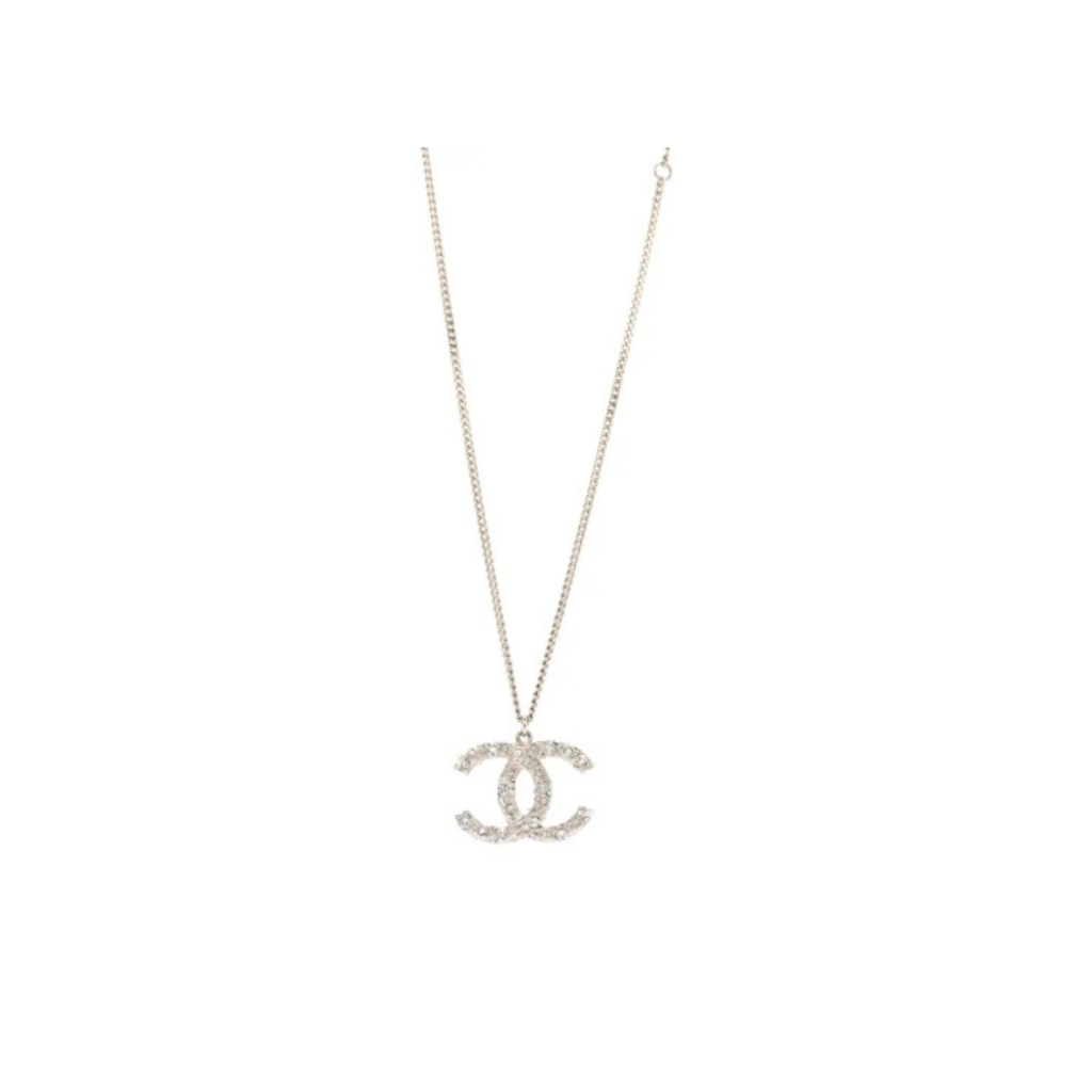Crystal CC Pendant Necklace Silver