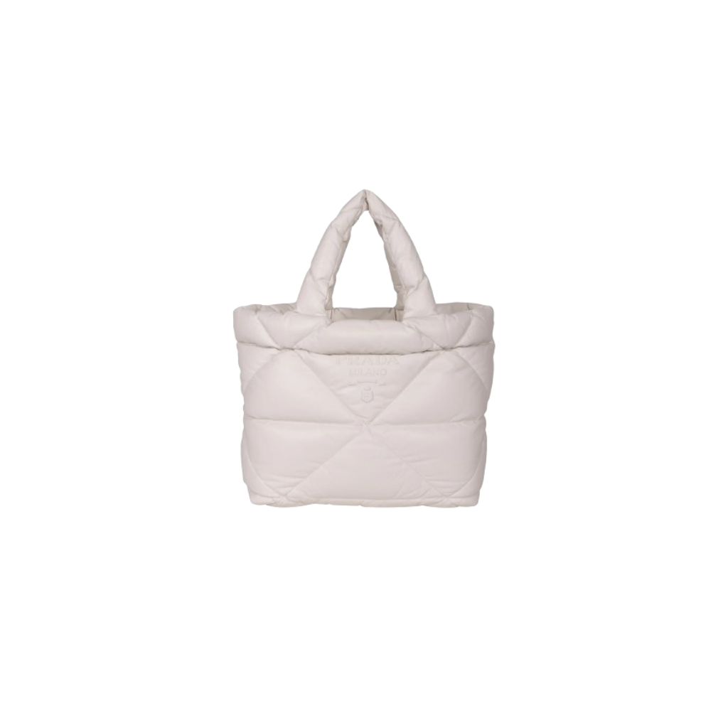 Prada White Embossed Logo Tote Bag