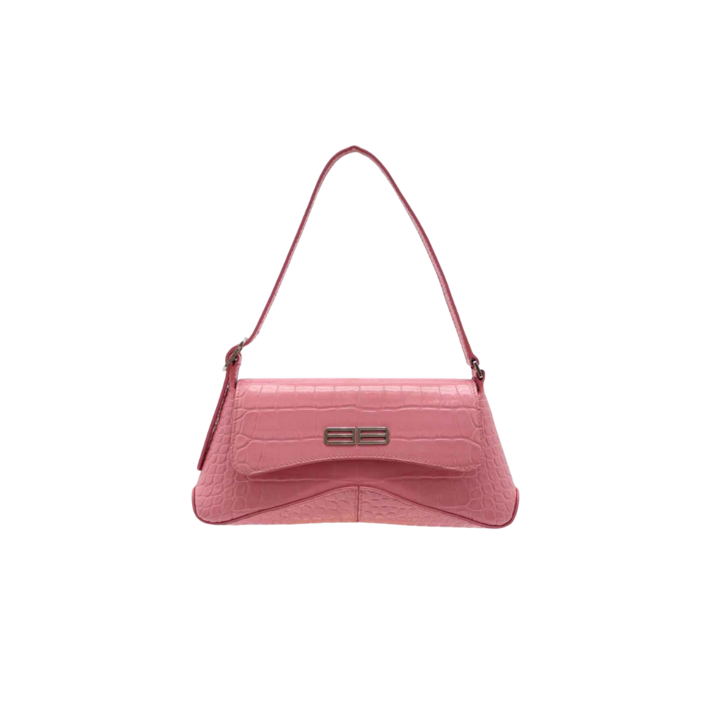 Balenciaga XX Flap Crocodile Embossed Leather Shoulder Bag