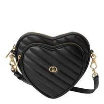 Gucci Black Interlocking G Mini Heart Shoulder Bag