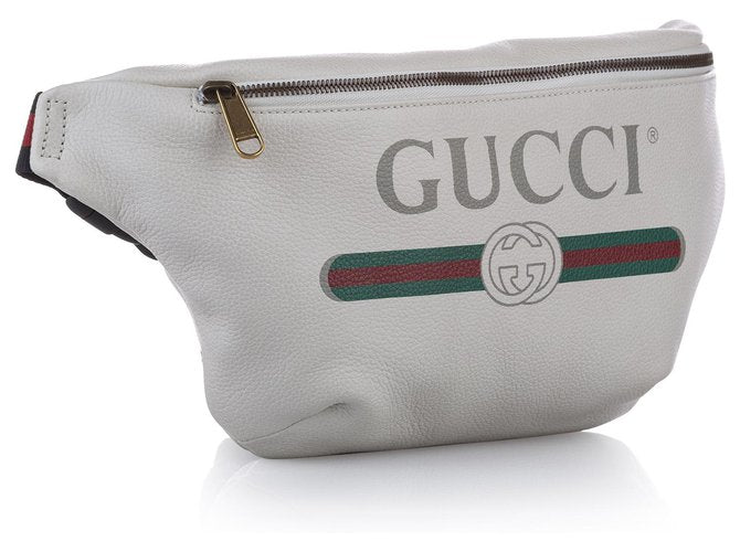 Gucci White Logo Leather Belt Bag
