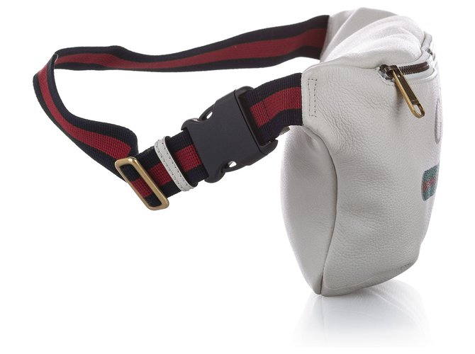 Gucci White Logo Leather Belt Bag