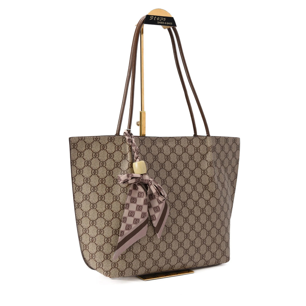 Gucci Ophidia Brown Leather GG Medium Tote Bag