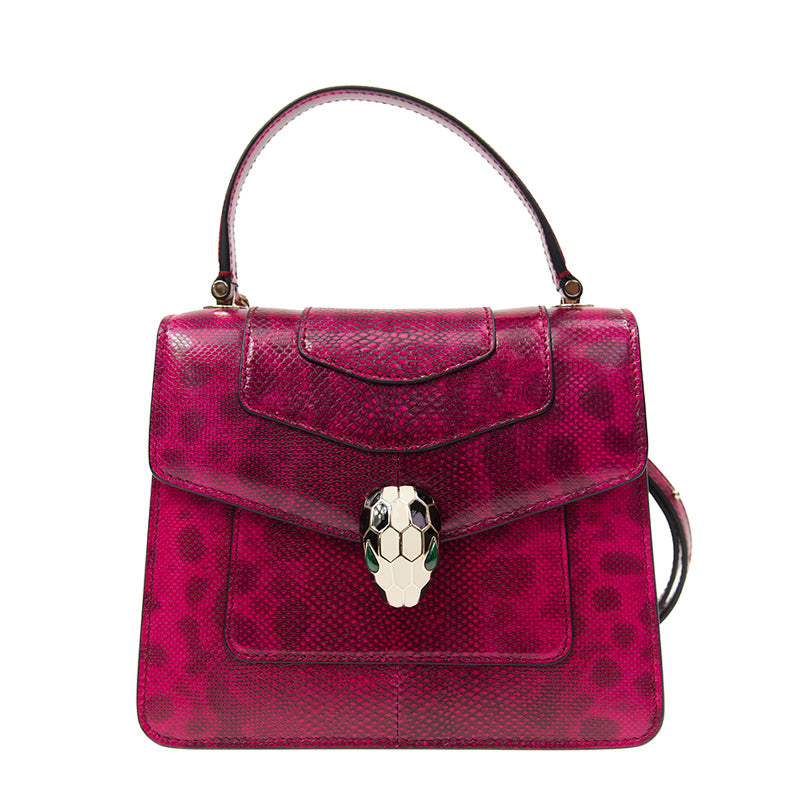 Bulgari Leather Flap Bag Burgundy