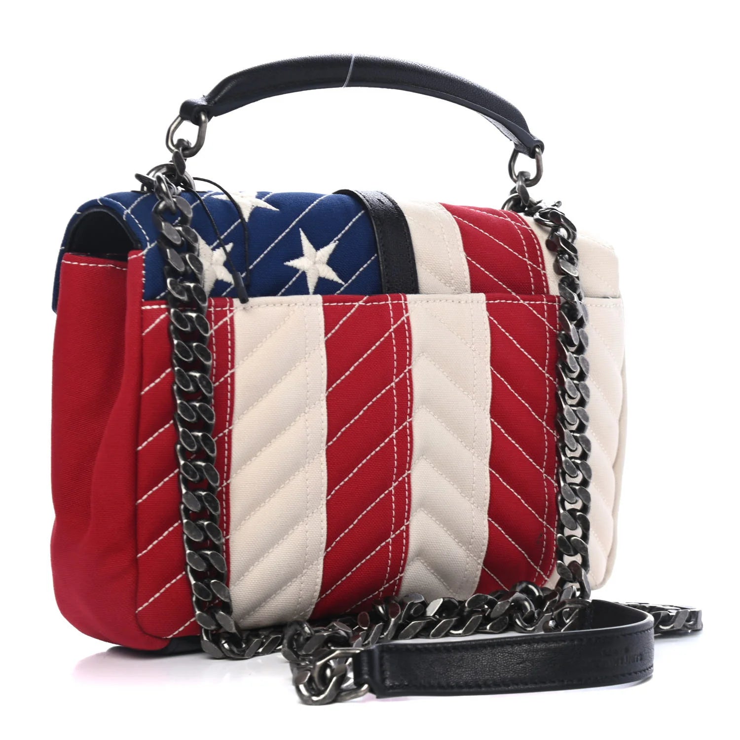 Ysl Canvas Matelasse Chevron American Flag Bag