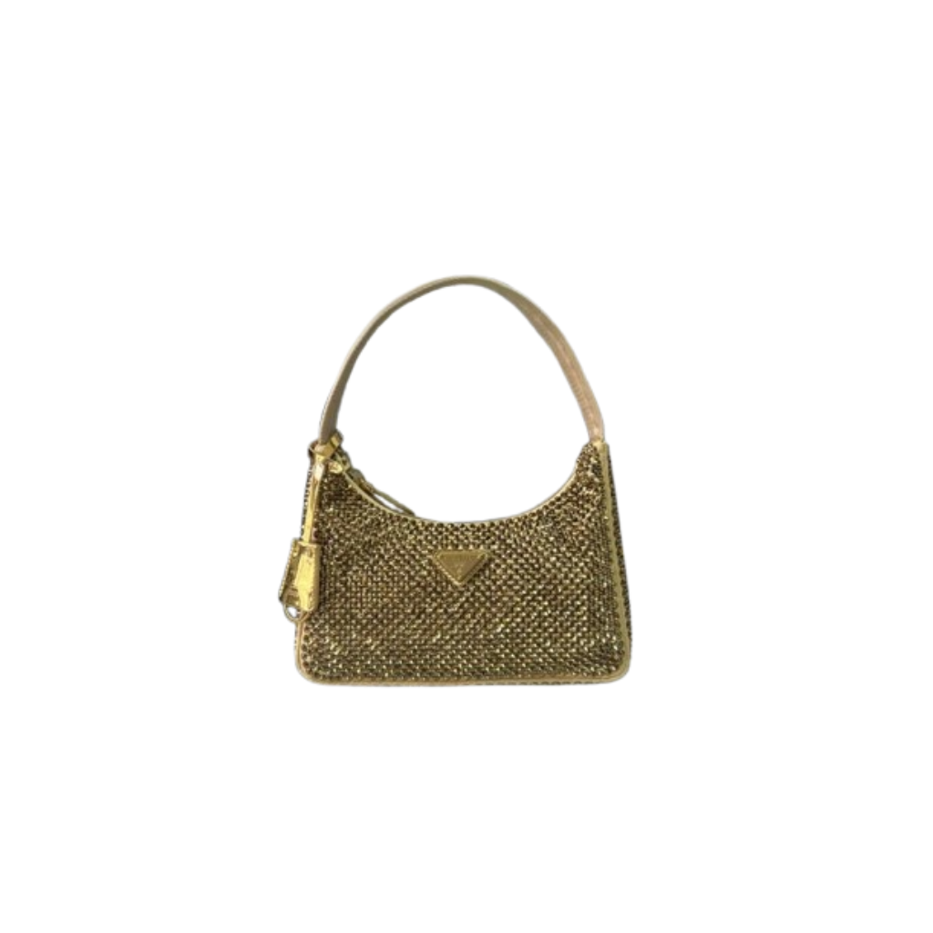 Prada Satin Crystal Platino Bag