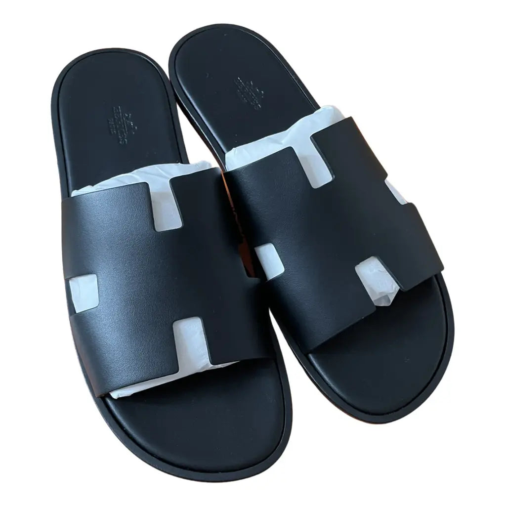 Leather sandals Hermès Black