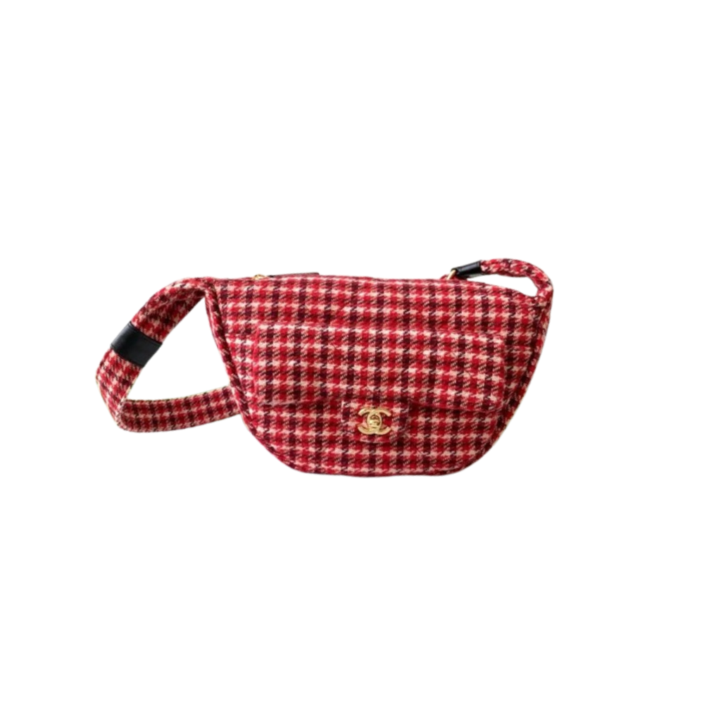 Chanel Red Houndstooth Shoulder Bag