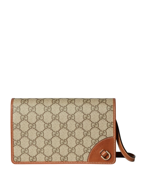Gucci GG Emblem wallet with leather strap
