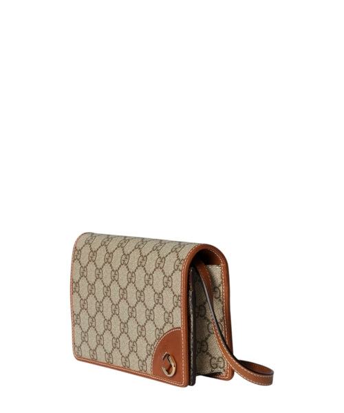 Gucci GG Emblem wallet with leather strap