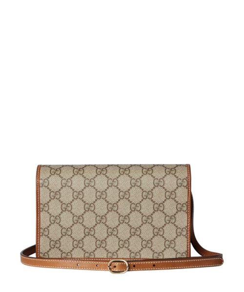 Gucci GG Emblem wallet with leather strap