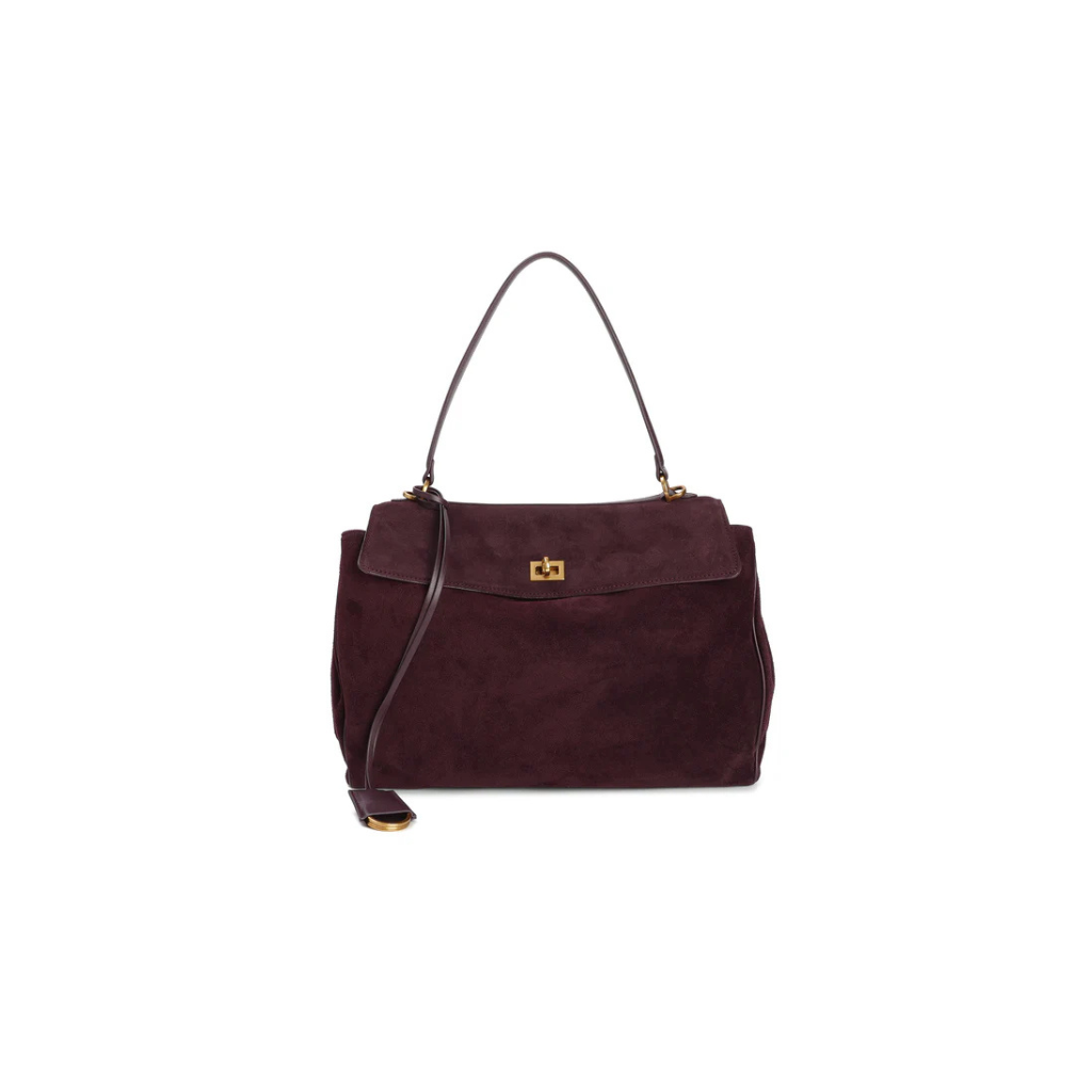 Balenciaga Suede Gold-Lock Top Handle Bag