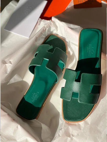 Hermes Green Slippers