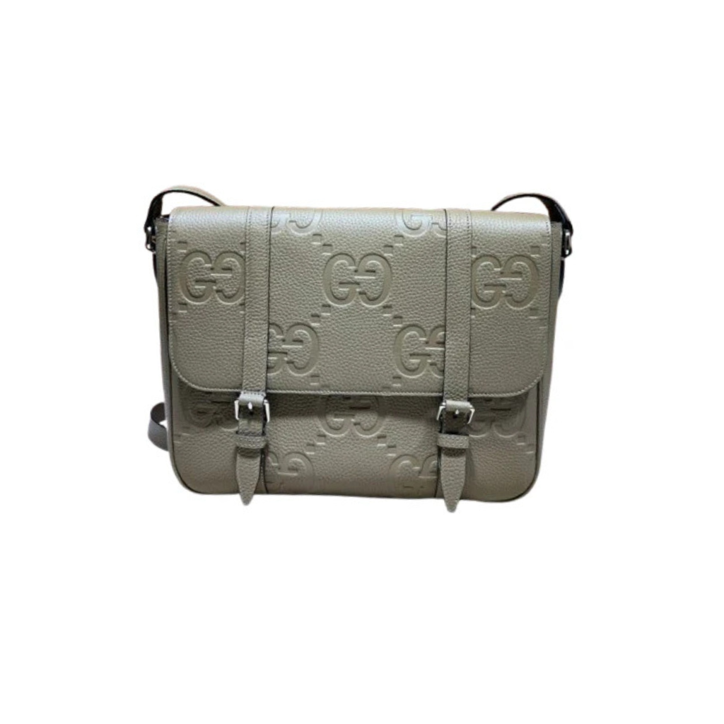 Gucci Brown Jumbo GG Embossed Leather Flap Messenger Bag