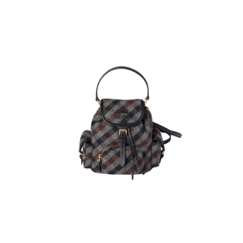 Miu Miu Plaid and leather backpack