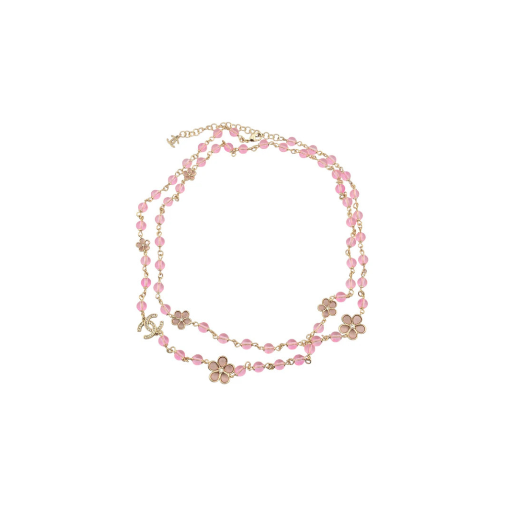 Gold Necklace Chanel Pearl Cc