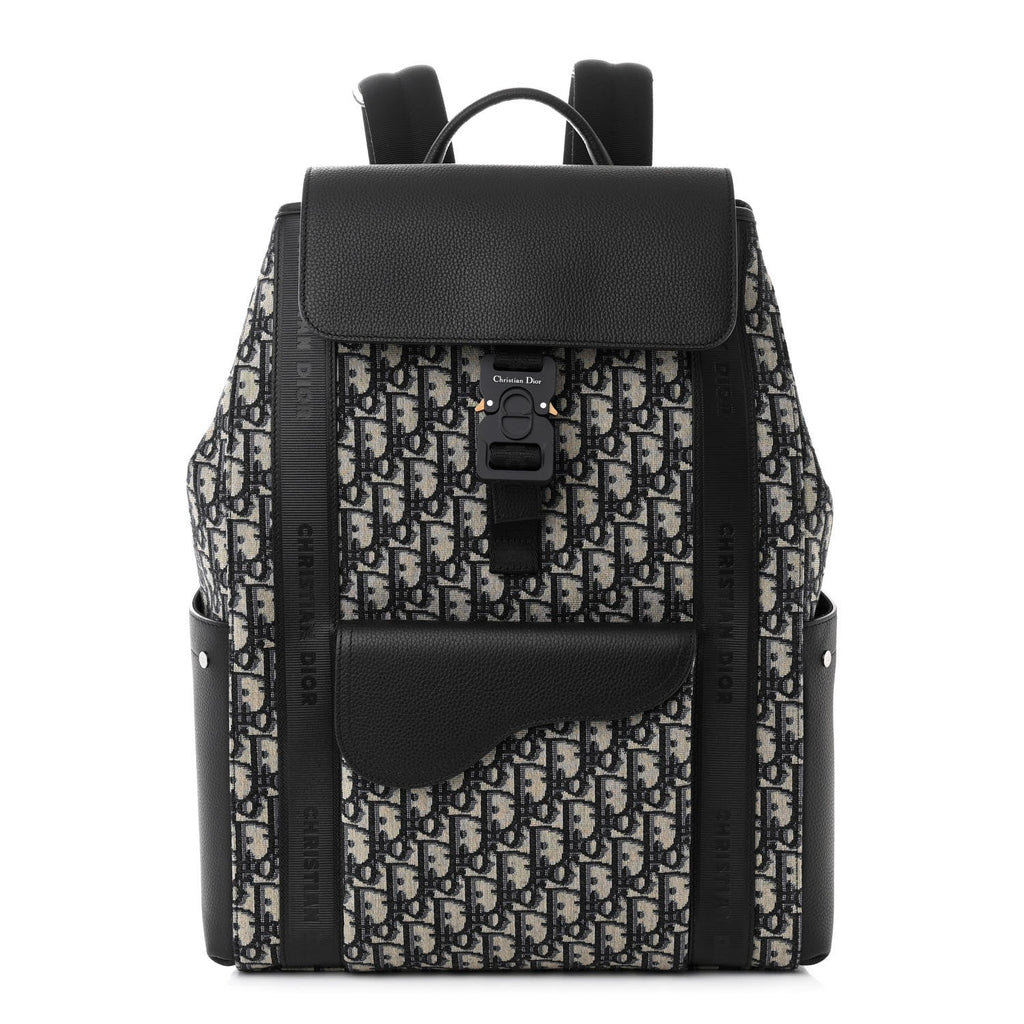 Dior Oblique Jacquard Grained Calfskin Saddle Backpack