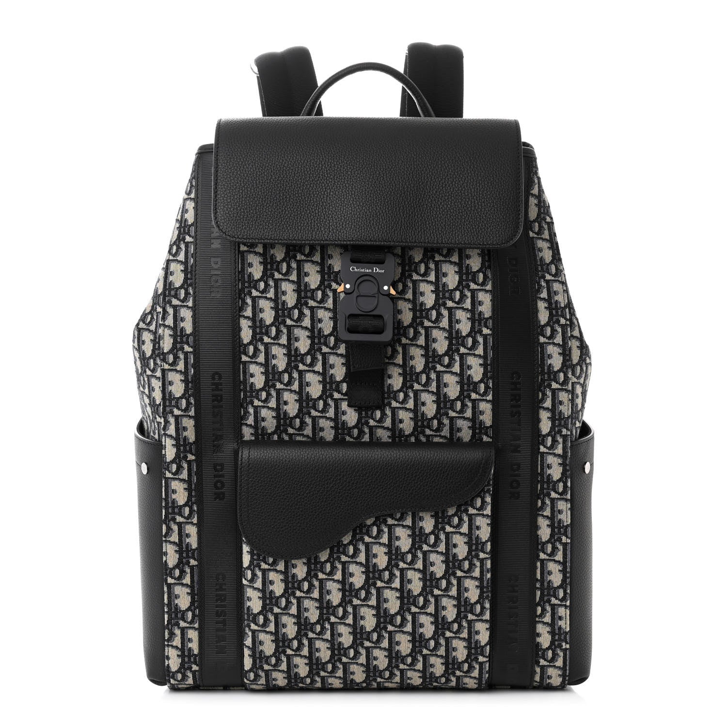 Dior Oblique Jacquard Grained Calfskin Saddle Backpack