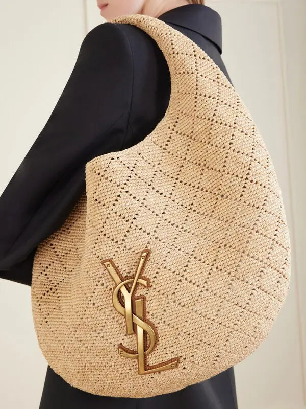 woven raffia hobo shoulder bag