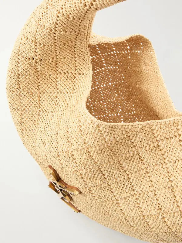 woven raffia hobo shoulder bag