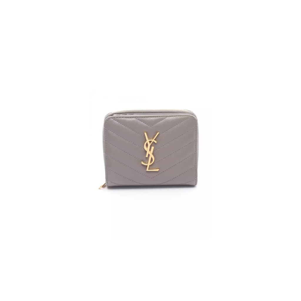 Ysl Paris monogram Bi-fold wallet leather gray