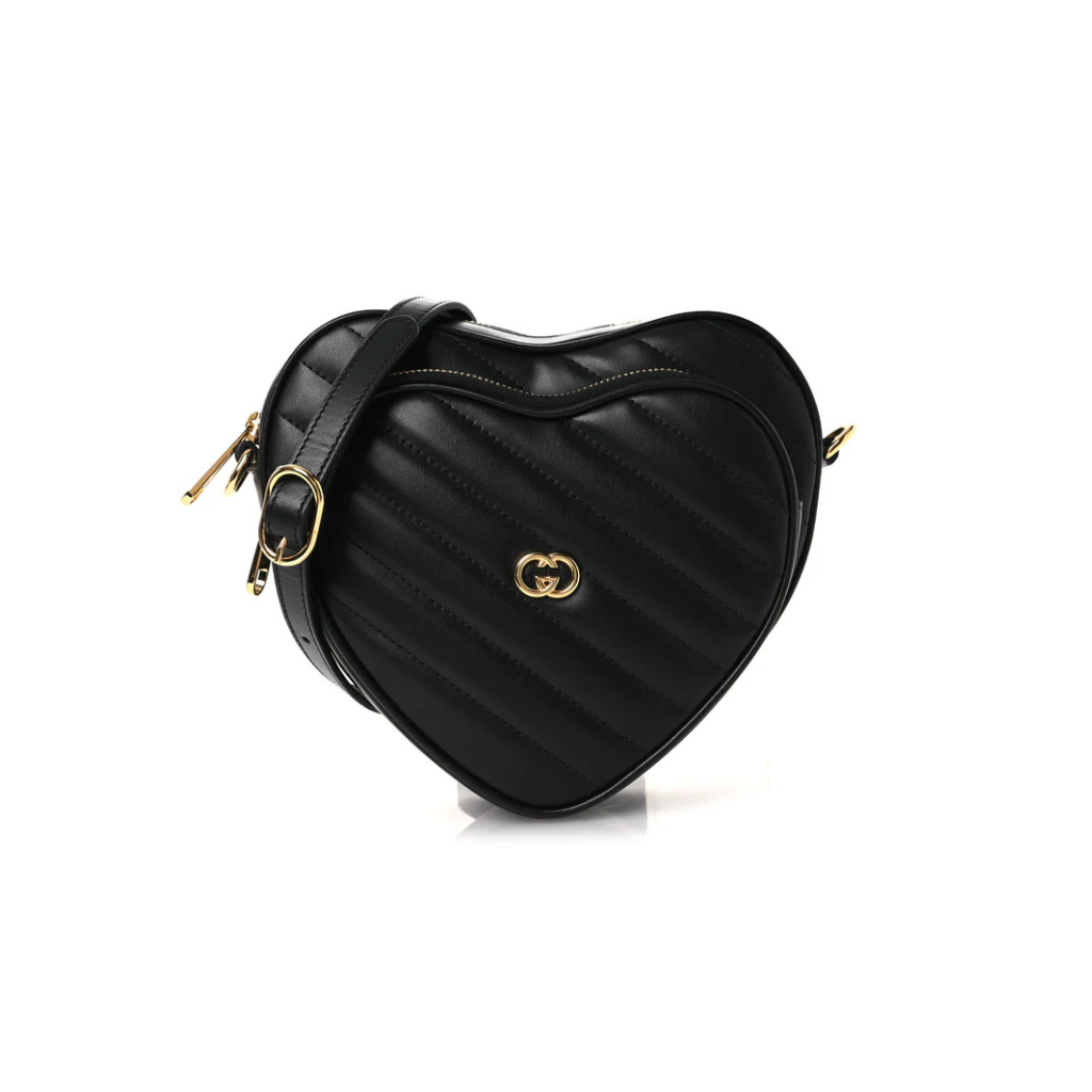 Gucci Black Interlocking G Mini Heart Shoulder Bag