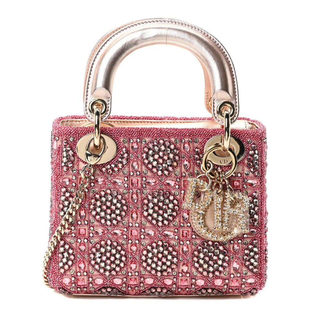 Metallic Bead Embroidery Mini Lady Dior