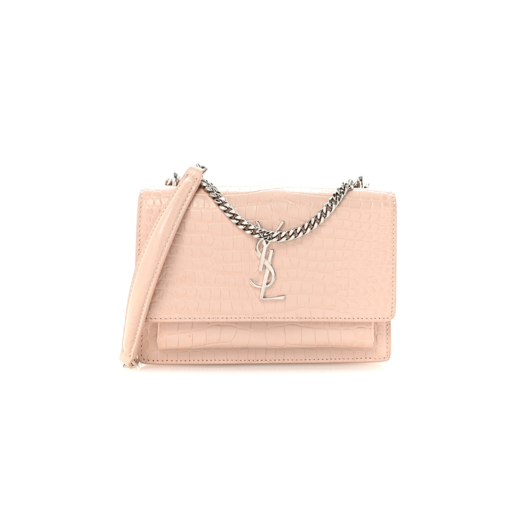 YSL Saint Laurent Monogram Collège Sunset Croc-embossed Bag