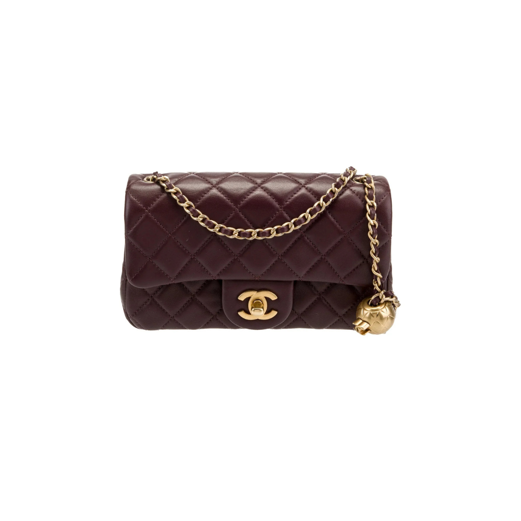 Quilted Mini Rectangular Flap Burgundy