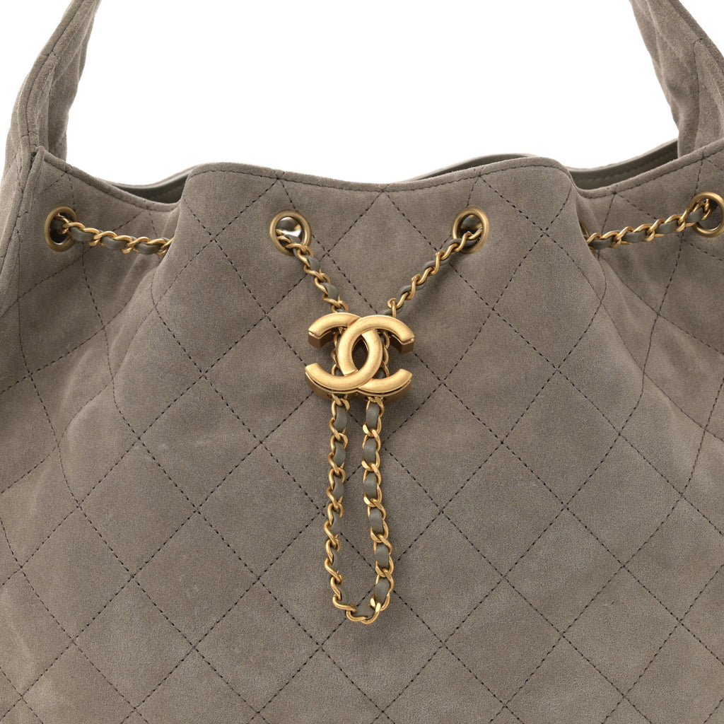 Suede Quilted Chanel Handbag