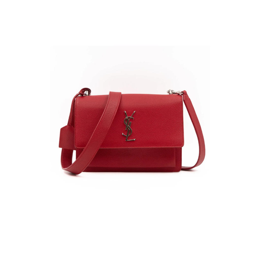 Ysl Sunset Red Grained Leather Bag
