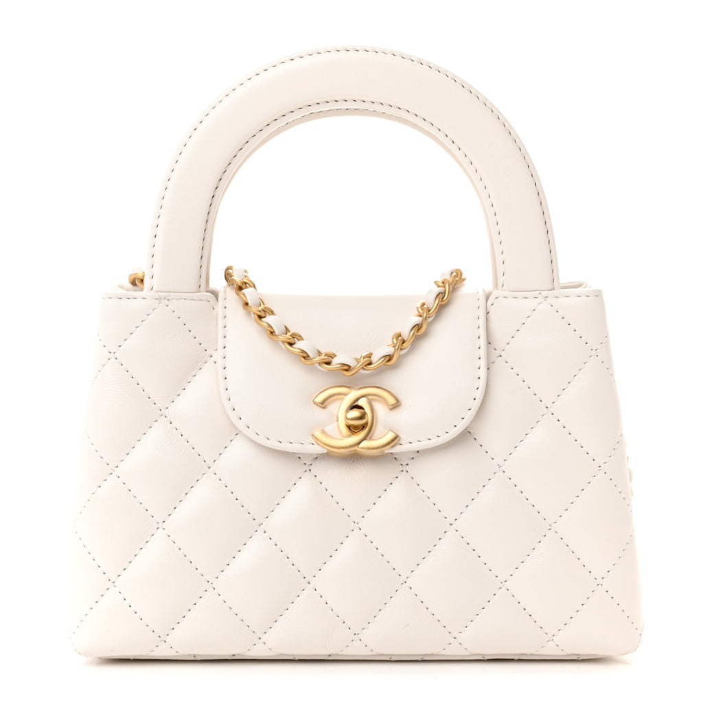 Shiny Aged Quilted Nano Kelly White