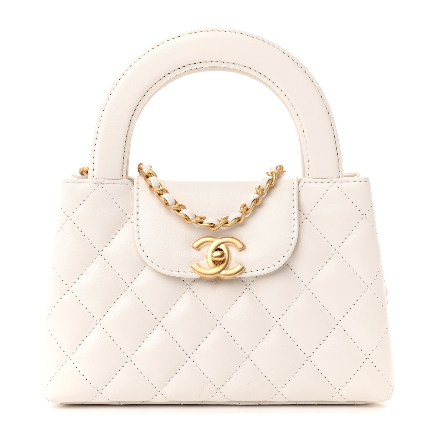 Shiny Aged Quilted Nano Kelly White