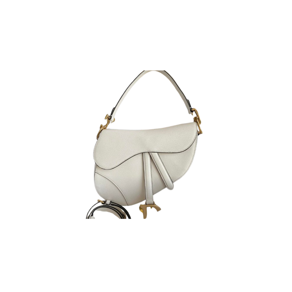 Dior Latte Grained Saddle Bag