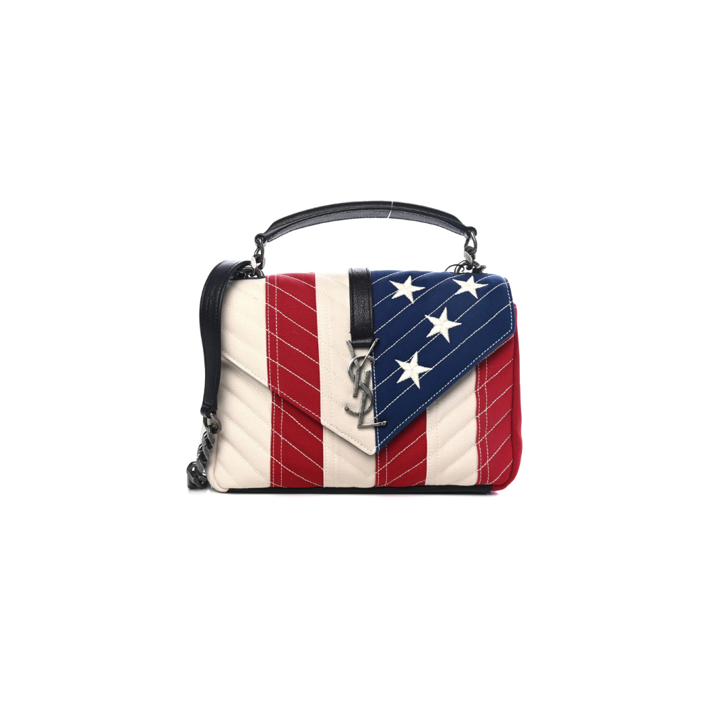 Ysl Canvas Matelasse Chevron American Flag Bag